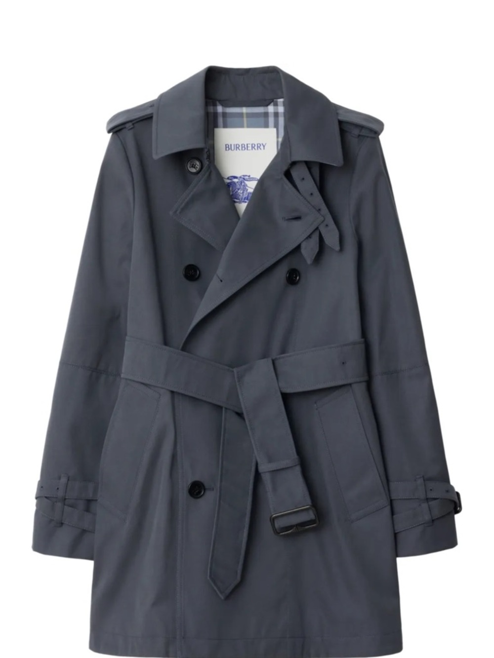 Burberry Navy Double-Breasted Short Trench Coat